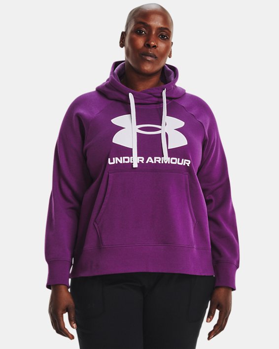 Women's UA Rival Fleece Logo Hoodie, Purple, pdpMainDesktop image number 0